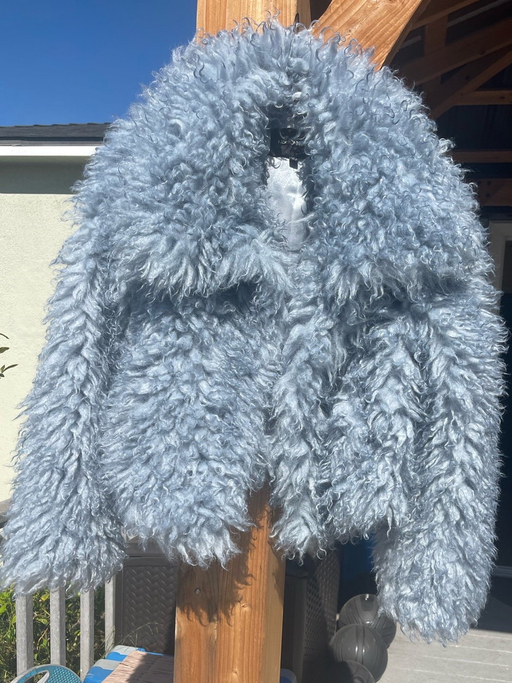 Light Blue Faux Shearling Shag Jacket rockstar